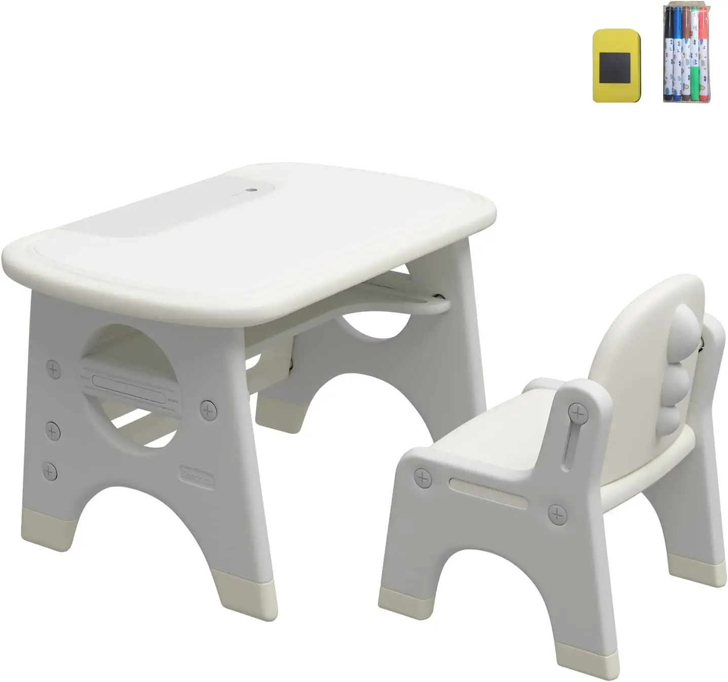 Kids Drawing Table Chair Set Dinosaur Shape Activity Table with Storage Shelf Stable Toddler Furniture Set for Drawing Reading