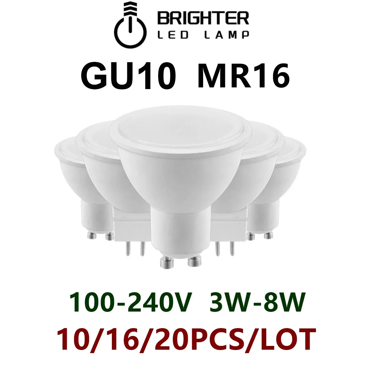 

Factory direct LED spot light MR16 GU10 3W-8W 110V 220V 3000K-6000K is suitable for study kitchen instead of 100W halogen lamp