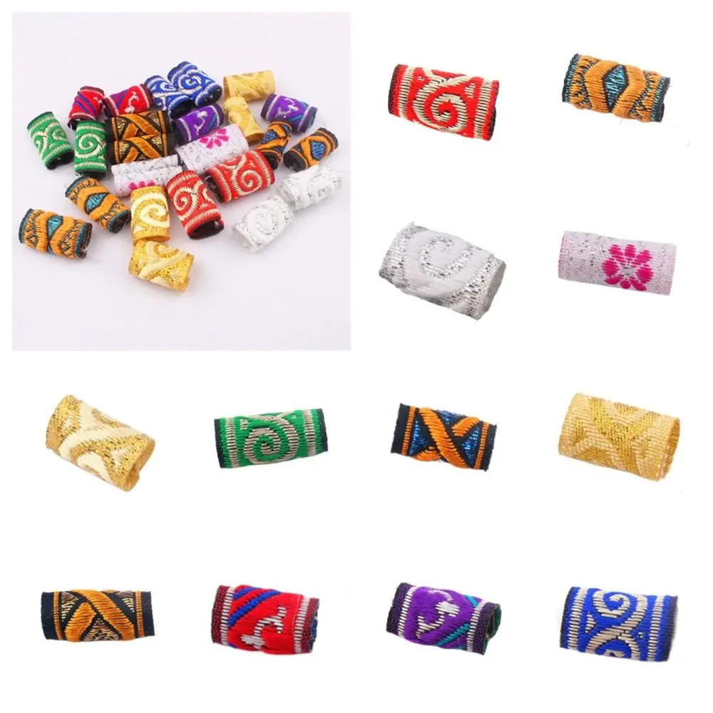 

10Pcs/Set DIY Mini Fabric Hair Braid Beads Reggae Hiphop Colorful Cloth Dreadlock Beads Decoration Embroidery Men/Women