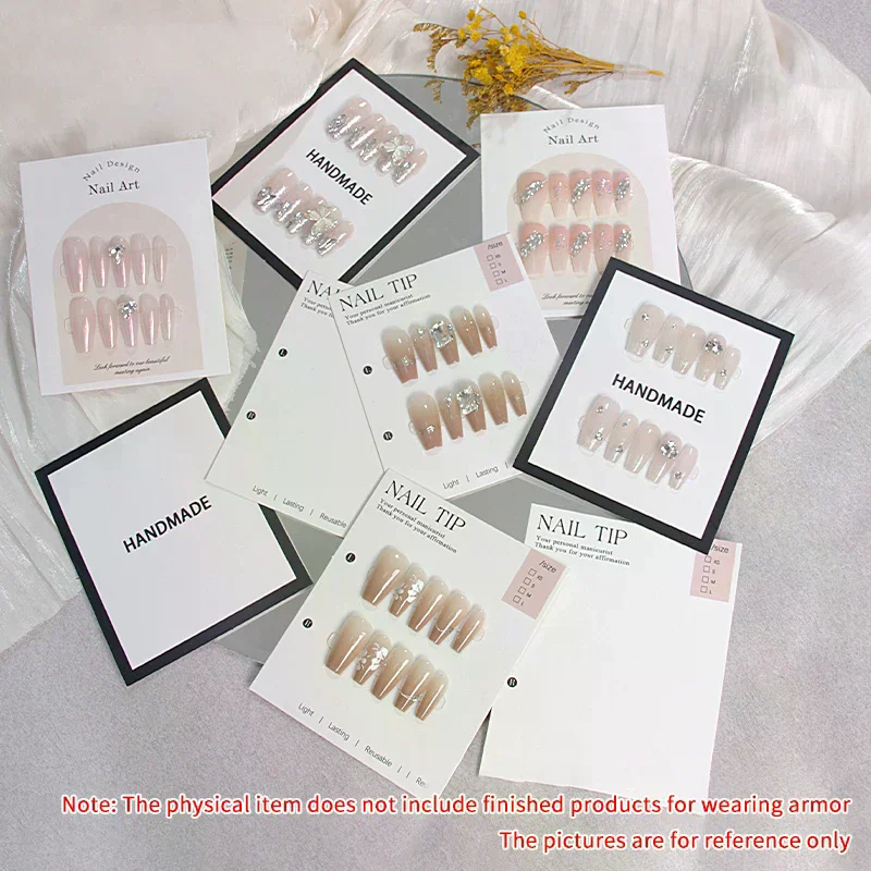 /YOV/Nail Display Cardboard Fake Nails Card Handmade For Press On Nails PhotographProps Manicure Sample Display Salon 10Pcs