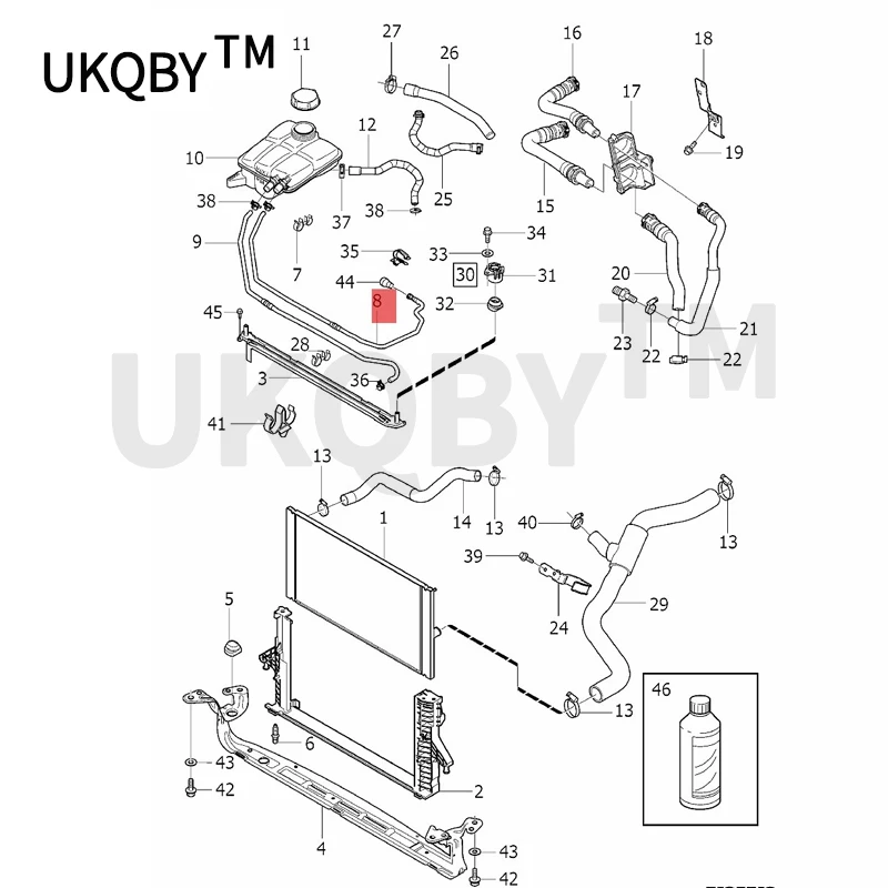 Car Bleeding hose Vice kettle water pipe -2012vol voS 40 C30 C70 V50 vice kettle water pipe water pipe 5 cylinder 30776162