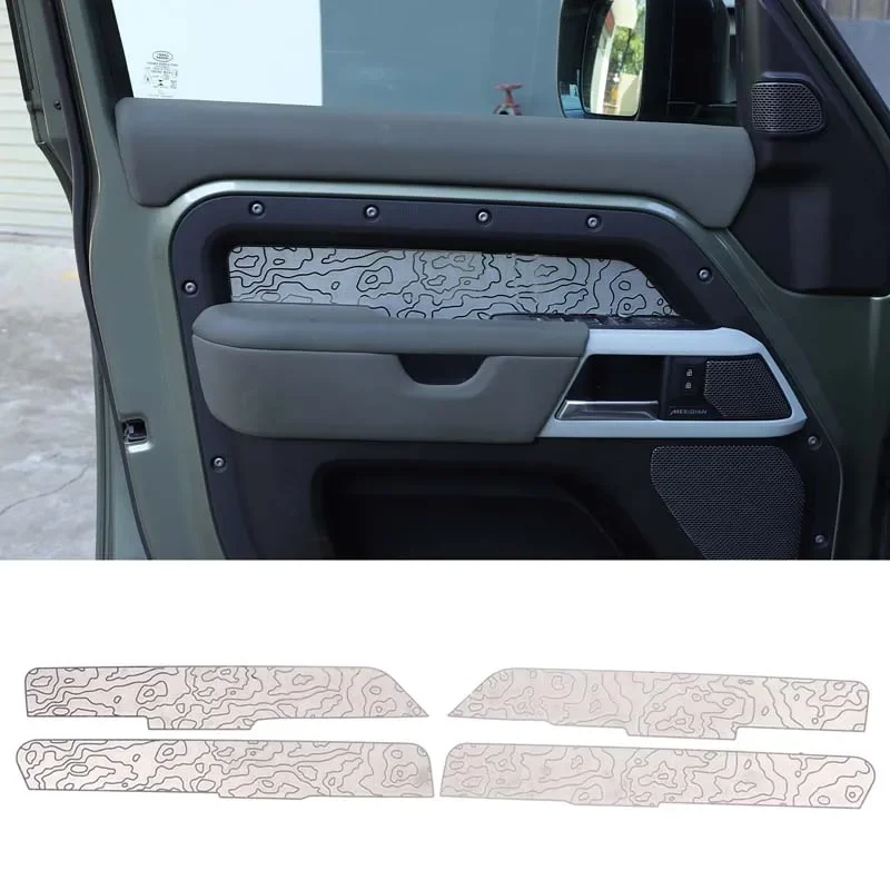 

For Land Rover Defender 110 130 2020 + Car interior door decorative panel cover Stainless steel interior accessories 4Pcs