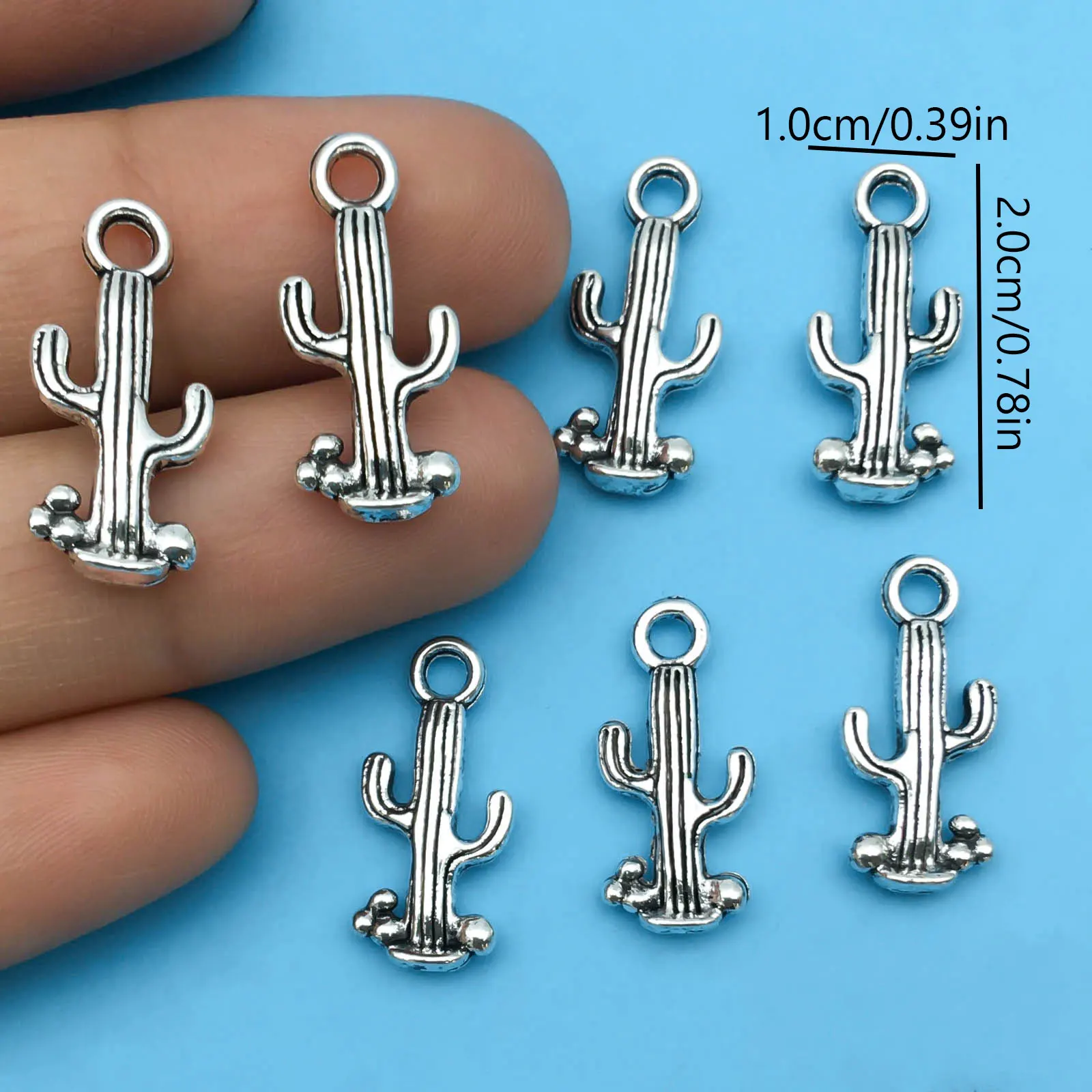 10/20pcs Antique Silvery Cactus Charms For DIY Jewelry Making Earrings Bracelet Necklace Handmade Jewelry Accessories