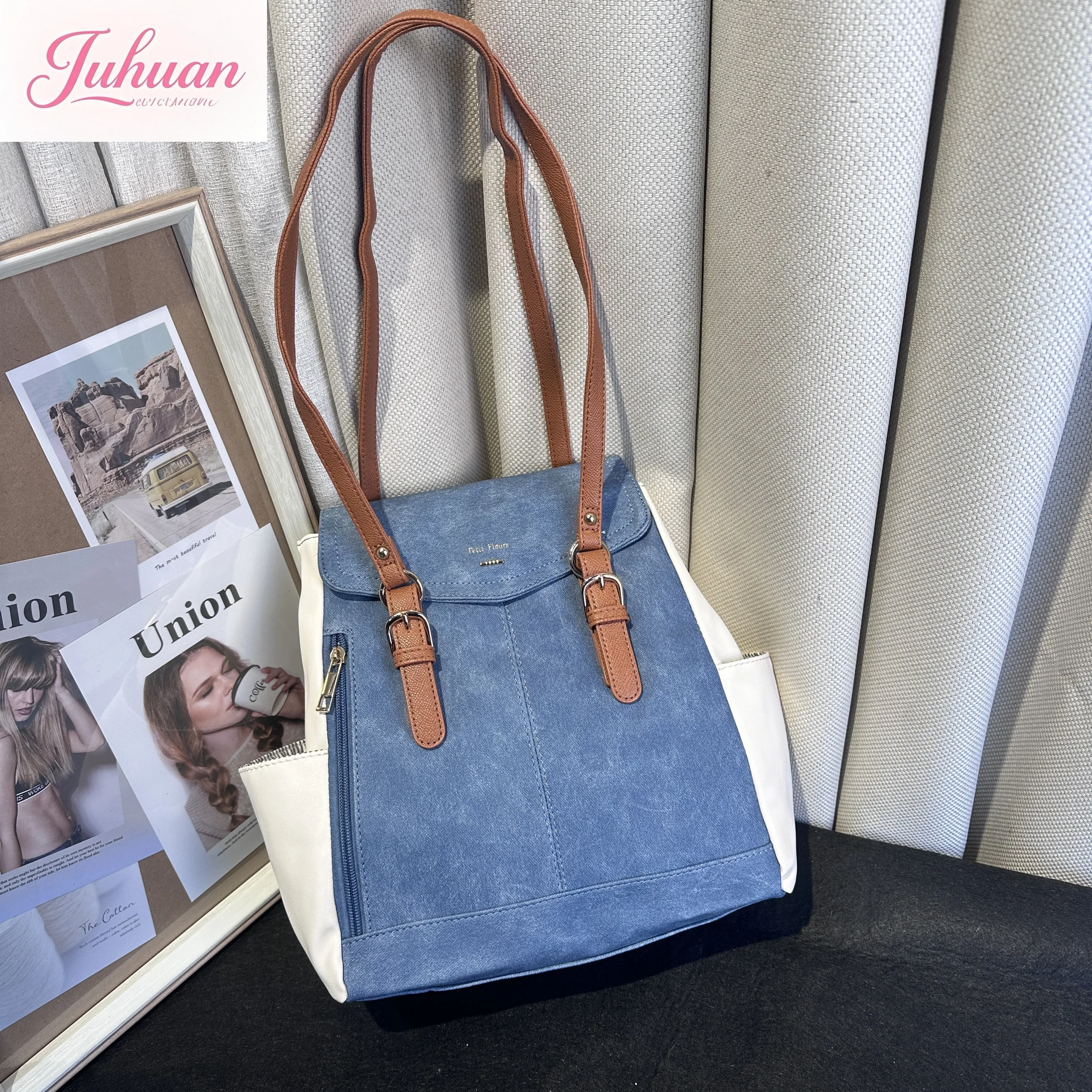 New Japanese fashion casual versatile backpack women large capacity college style student schoolbag pu leather backpack female