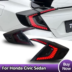 Car Lights For Honda Civic Tail Light 10th Gen 2016-2020 Dragon Scale Rear Tail Lamps Assembly Brake + Reverse Light