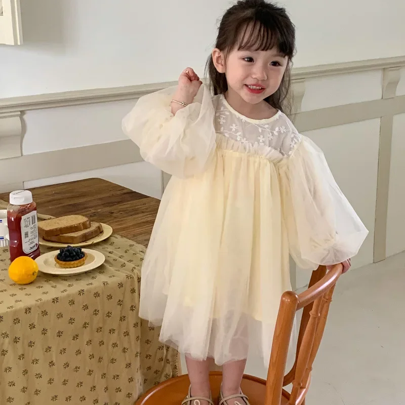 HoneyCherry Girls Lace Princess Dresses Spring New Girls Puffy Lace Dresses Flower Girl Dresses