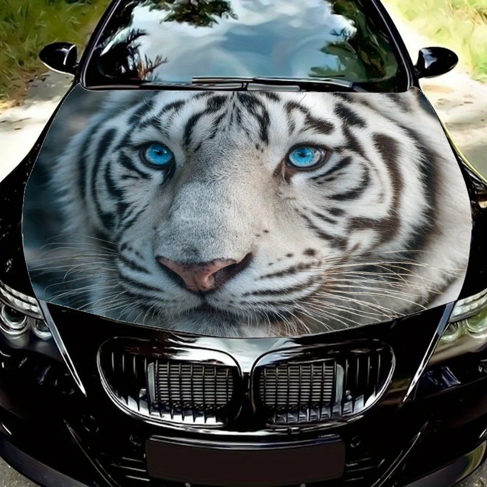 

Наклейка на капот автомобиля с белым тигром, наклейка на грузовик, самоклеящиеся долговечные автомобильные аксессуары, подходит для автомобиля, капот грузовика Orna