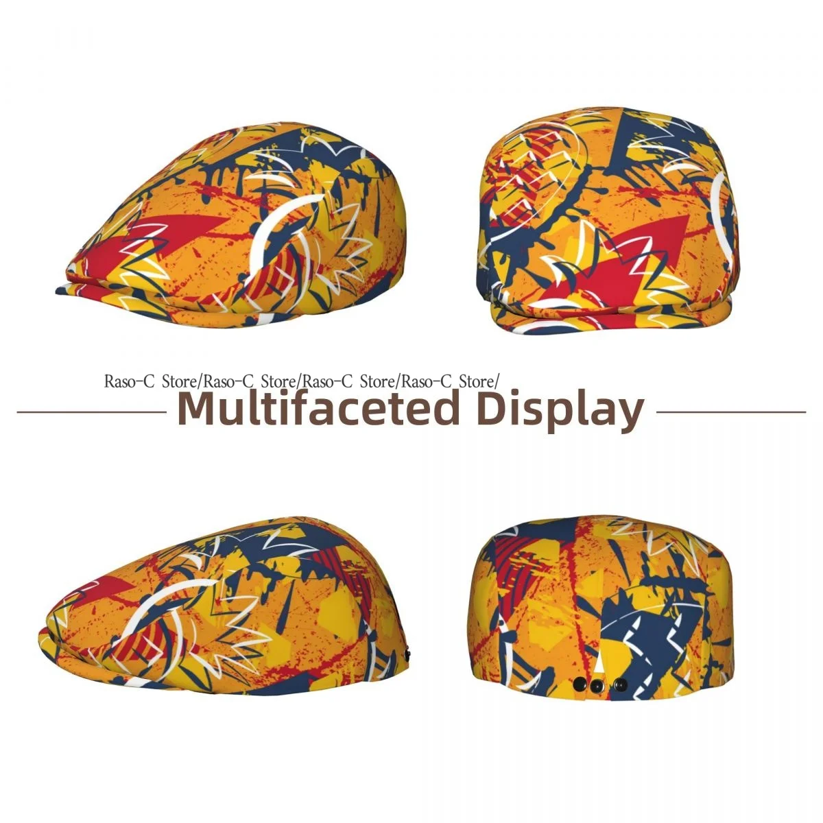 Flat Cap Men Women Newsboy Cap Abstract Pineapples Urban Geometric Driving Bunnet Ivy Hat Bakerboy Hat Spring Summer Boina