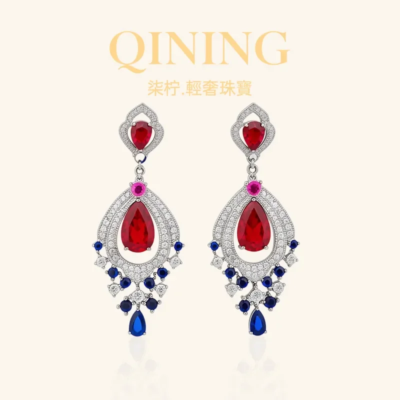 Silver needle zircon water drop earrings European and American cross-border court style earrings light luxury high-end