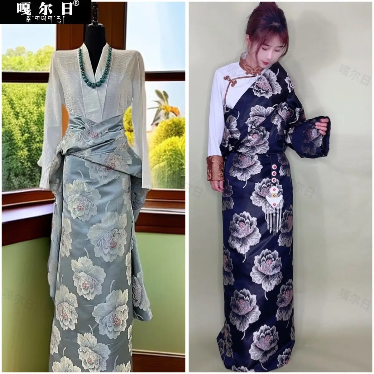 Wiosenne popularne damskie tibetskie szaty, ekskluzywne tradycyjne haftowane ubrania etniczne w stylu pot zhuang.