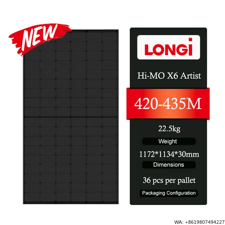 Longi Hi-MO X6 Artist LR5-54HTDB 420-435M Ultra Black High Quality Solar Panel 420w 425w 430w All Black PV Module