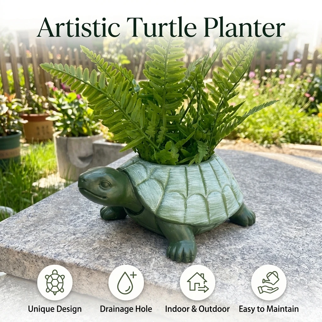 Cartoon Animal Succulents Flowerpots Cute Turtle Shaped Ceramic Planter Animal Statue With Drainage Holes Desktop Decoration