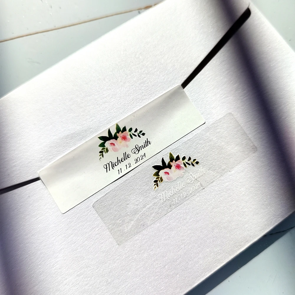 48 шт., прозрачные наклейки 20 х7 мм