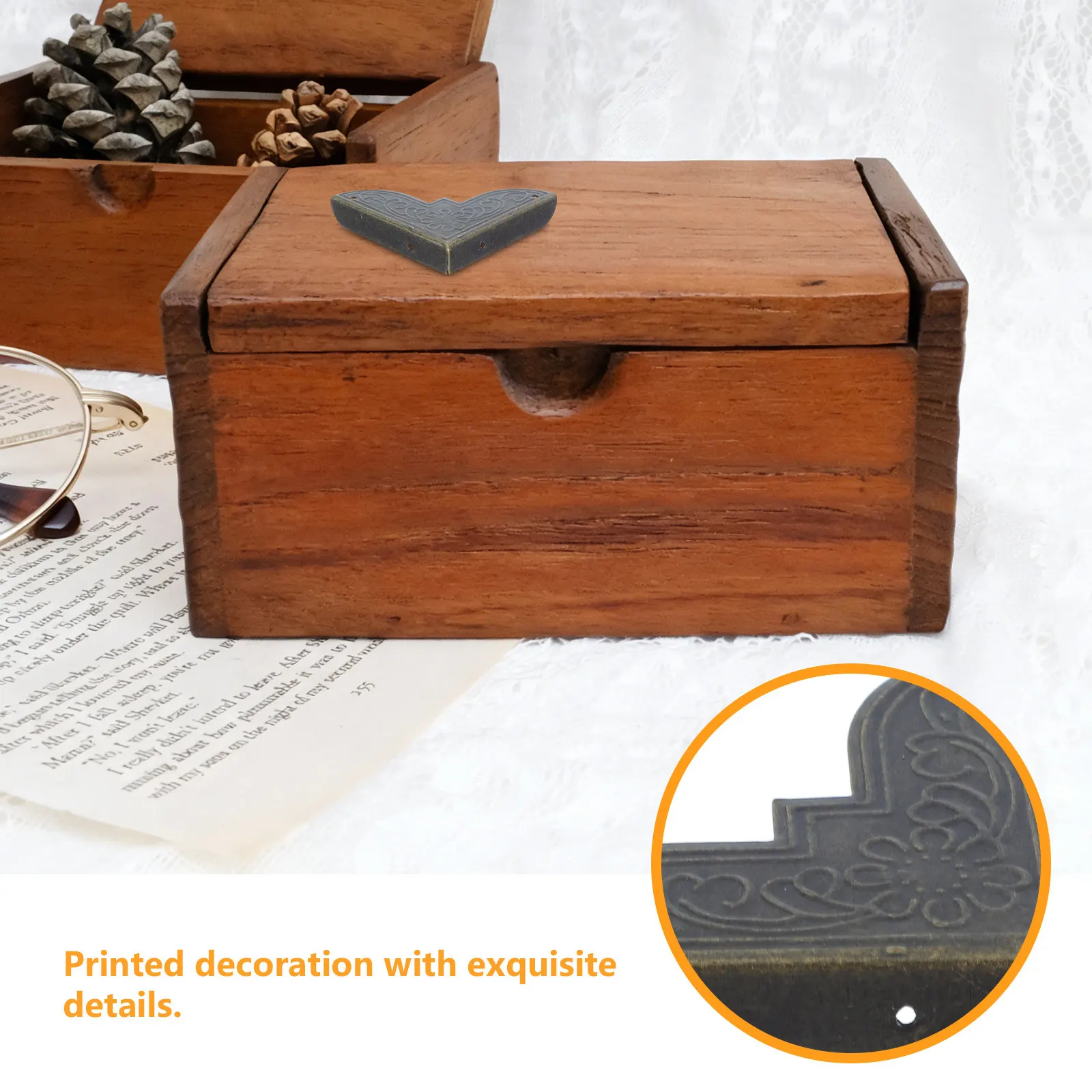 24Pcs Jewelry Box Corner Protectors Bronze Metal Corner Guards Decorative Vintage Edge Guards for Wooden Chest Scrapbook