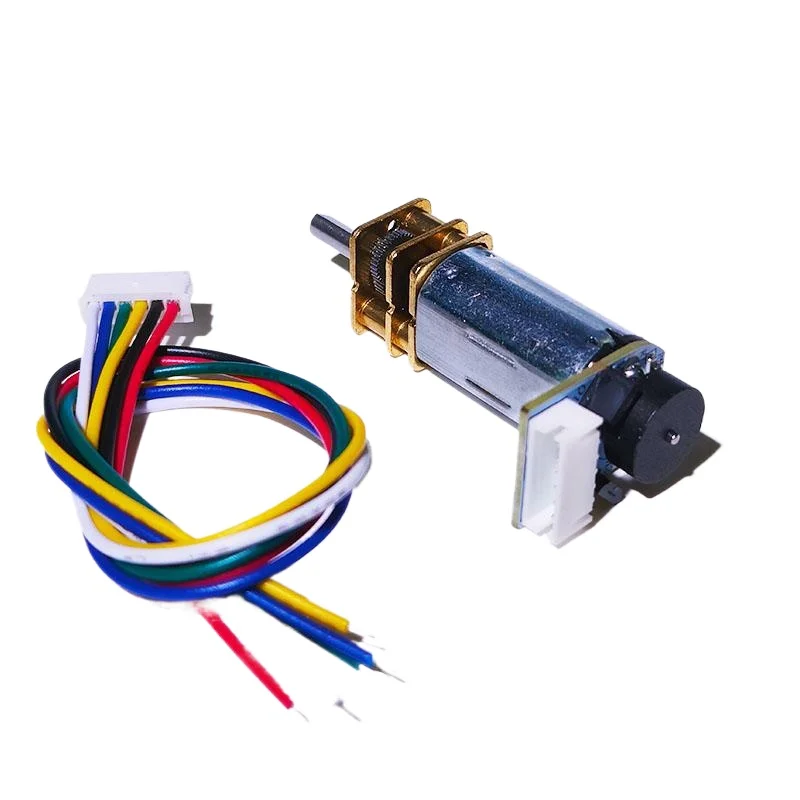 محرك تروس GA12-N30 مع جهاز تشفير - محرك تخفيض صغير 6 فولت تيار مستمر، جهاز تشفير القاعة منخفض السرعة للروبوتات