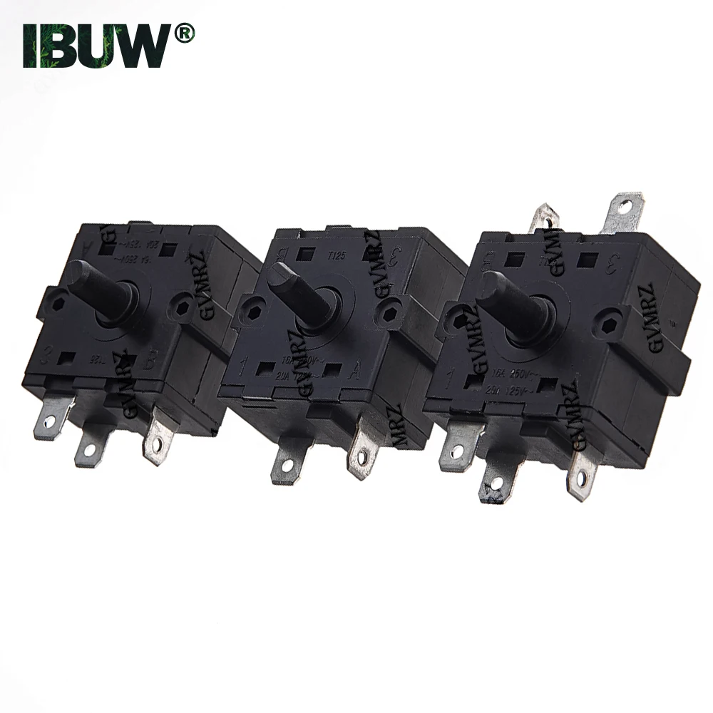 Interruptor Selector Rotatorio de 2, 3, 5 Pines, CA 250V 16A, para Radiador Eléctrico, Posiciones 5, 4, 3, 2 Polos