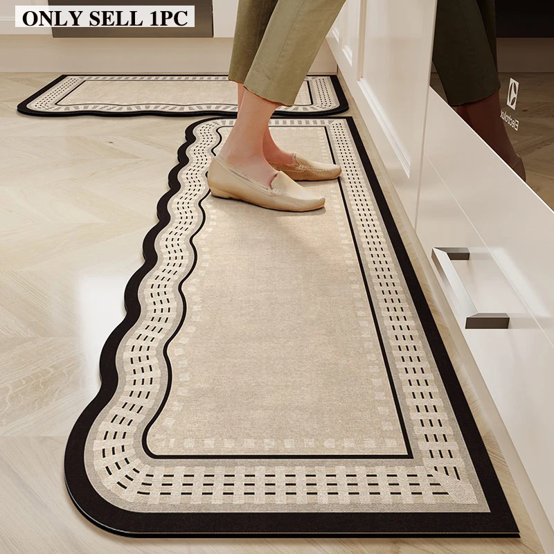 PVC Kitchen Carpet Waterproof Oil-proof Non-slip Leather Floor Mat Minimalist Striped Rug Long Size Home Decor Carpets Alfombra
