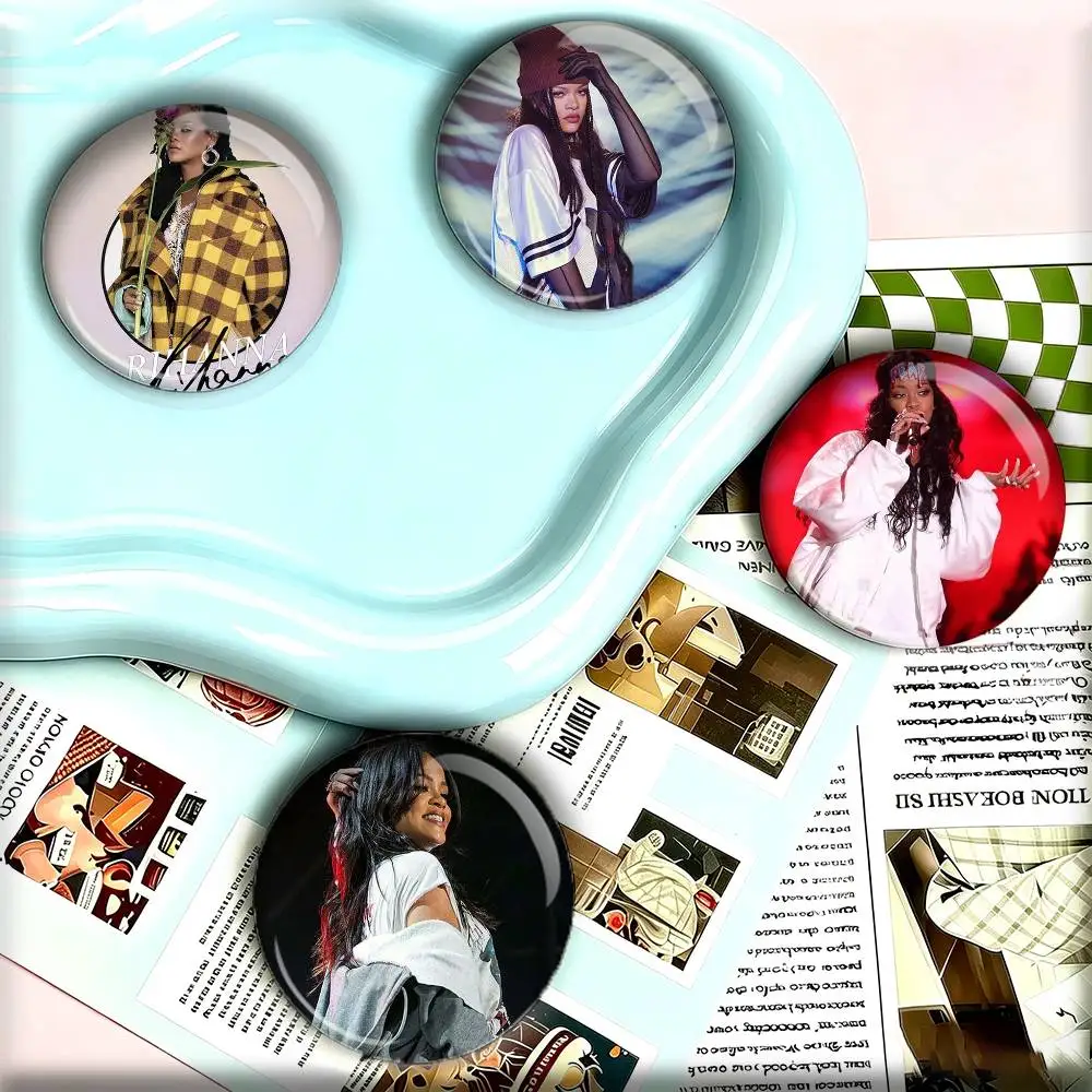 Pop Singer R-Rihanna 25mm 32mm 44mm 58mm 75mm Brooches Badges Pins for Accessories Gift
