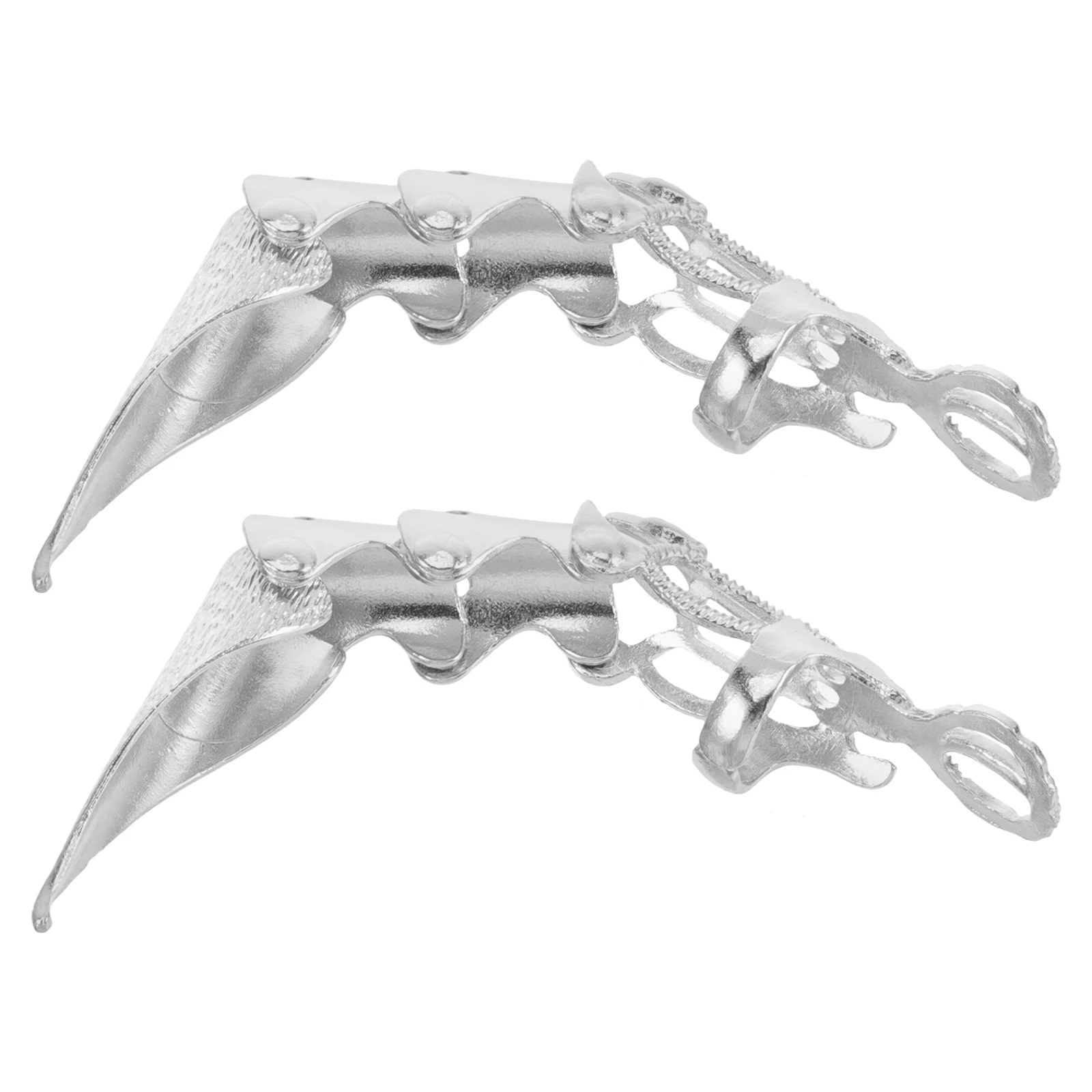 

2pcs Head Rings Cool Punk Gothic Accessories for Men Silver Color Adjustable Size Full Finger Claw Jewelry