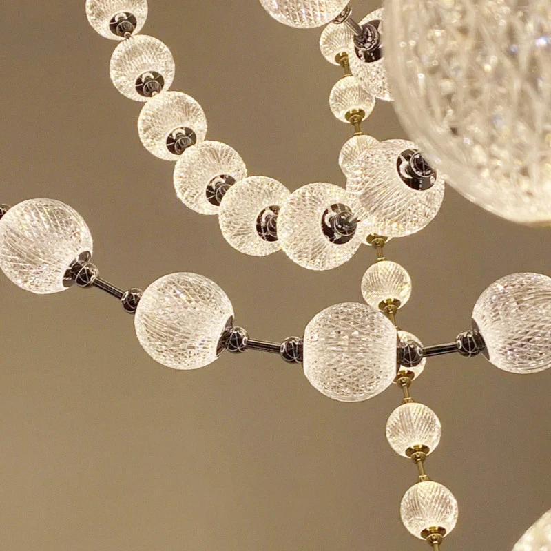 2026 Trendy Pearl Necklace Collection LED Pendant Lights Lustre Pendant Lamp Staircase Lamp