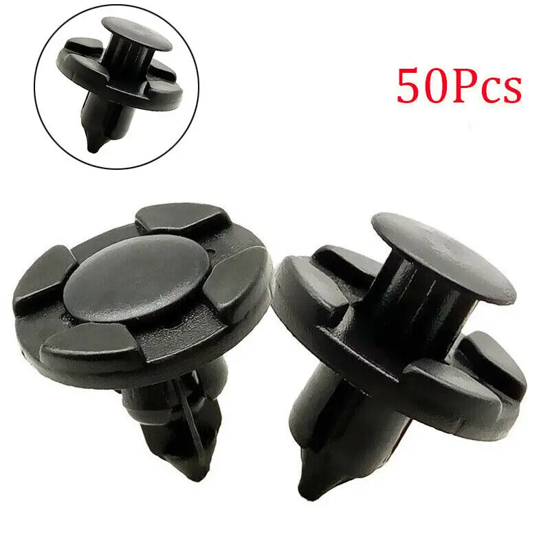 50Pcs 8mm Plastic Rivet Fasteners Car Bumper Fender Push Clips Auto Interior Trim Panel Retainer Kit