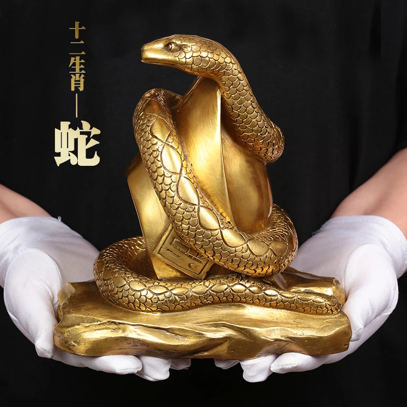 Southeast Asia Thailand Good luck mascot Fortune snake Cobra God godlen  COPPER statue HOME shop Recruit wealth talisman LARGE