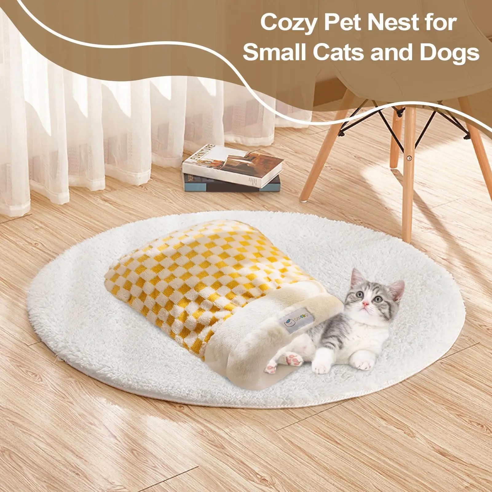 

Спальная кровать для кошек, теплая кровать для кошек, осенняя теплая толстая пещера для домашних животных для маленьких животных, котят, щенков, отдыха, игры на открытом воздухе, для квартиры, путешествий