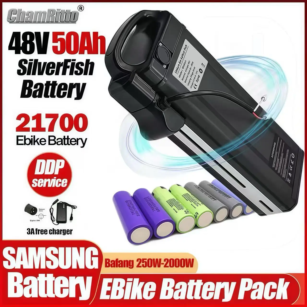 

Электровелосипед 48V E Bike Silverfish Fiido T1/T1 Pro/L2/Q2, 25/30/40/50 Ач, литиевая батарея 48V Bafang 1000W/1500W