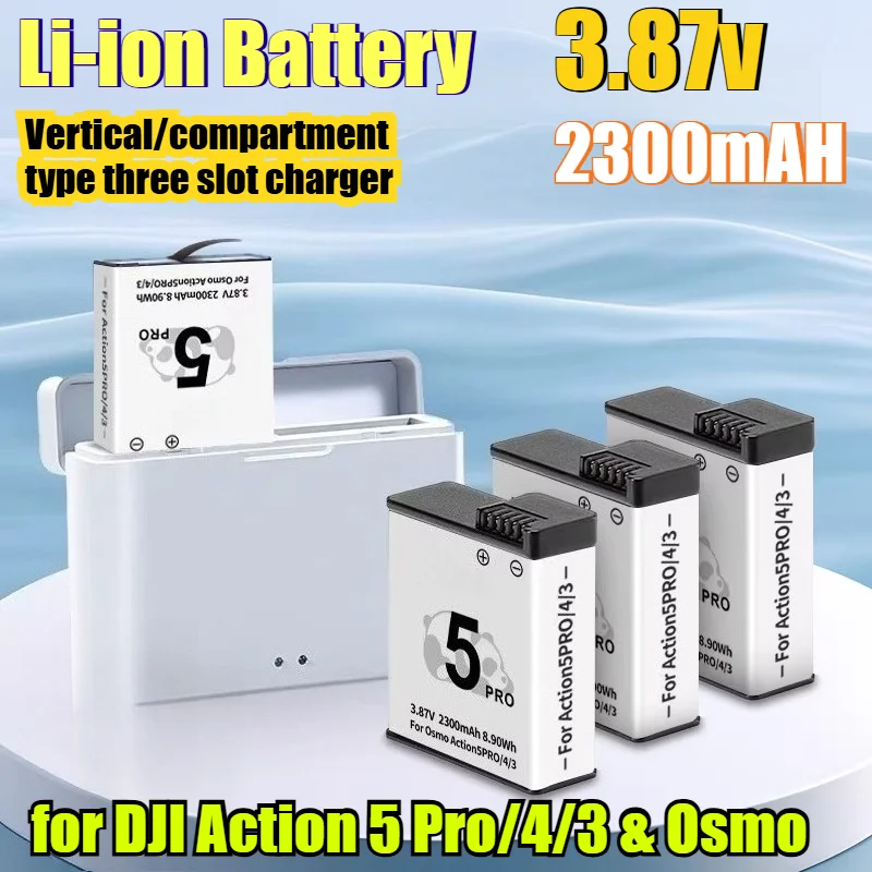 2300mAh Cold-Resistant Li-ion Battery for DJI Action 5 Pro/4/3 & Osmo Extreme Temperature Performance for Action Cameras