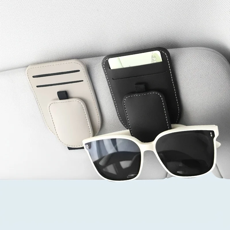 Magnetic Sunglass Clip For Car Sun Visor Leather Glasses Hanger Firm Grip Quick Access For Drivers Interior Storage Rack