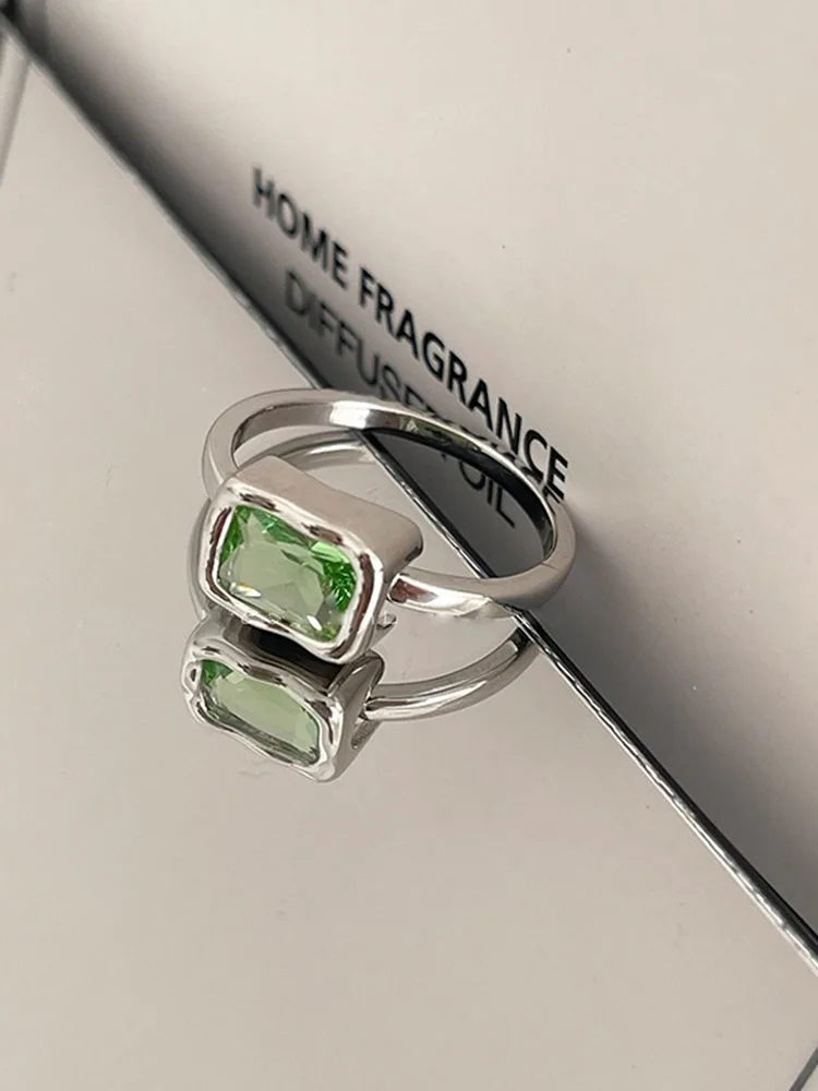 VENTFILLE – bague géométrique en argent Sterling 925, cristal vert, carré rétro, doux, bijoux, cadeau d'anniversaire, livraison directe