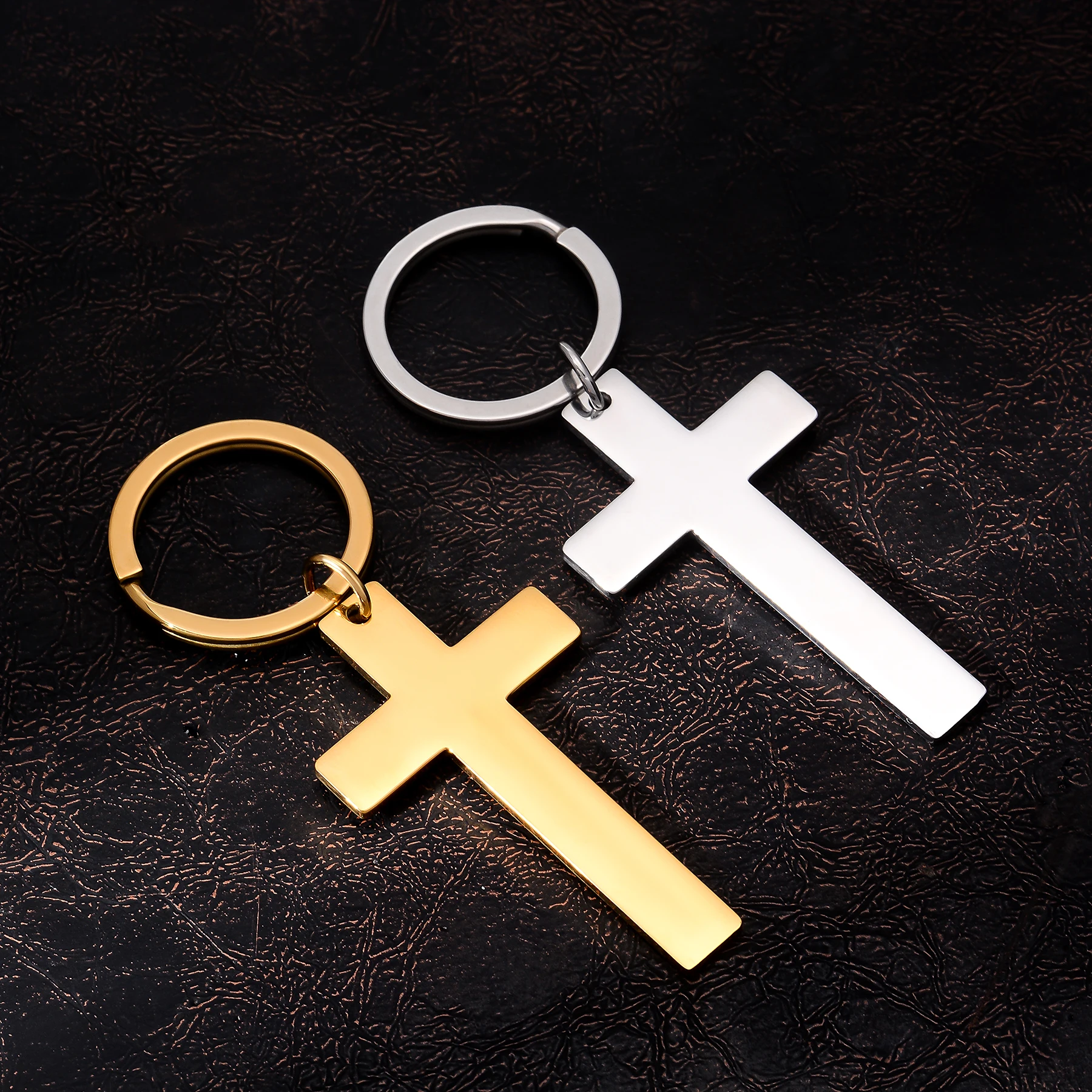 1 Buah Gantungan Kunci Liontin Salib Baja Tahan Karat Tuhan Anda akan bersama Anda di mana pun Anda pergi Hadiah Kristen Yesus Perhiasan Gantungan Kunci