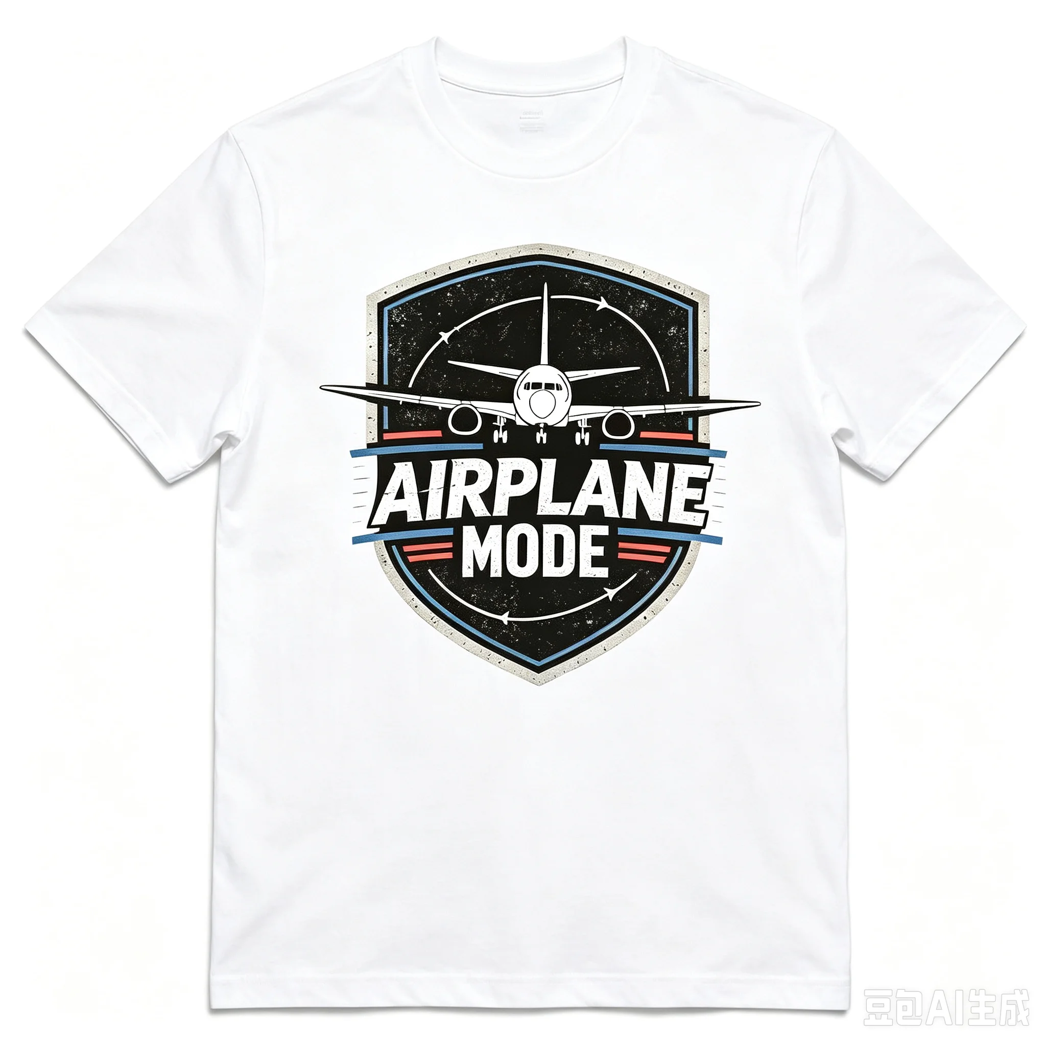 Aviation Airplane Mode T Shirt Men Vintage Shield Plane Print Casual Streetwear Tops