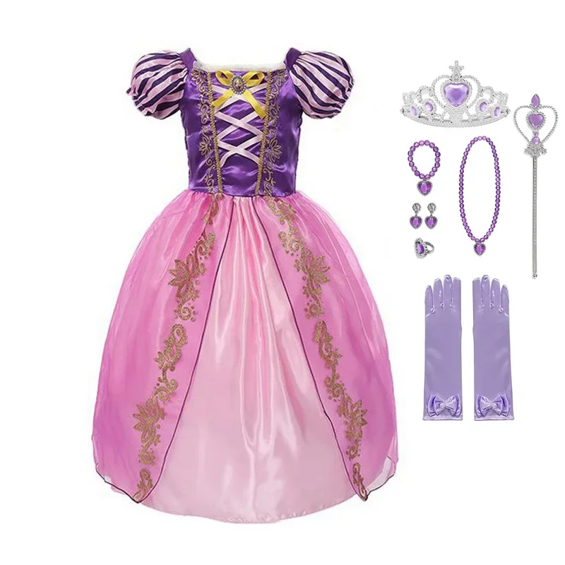 Abito Muaby con accessori set per ragazze summer princess dress up clothes bambini biancaneve Sofia fancy costume