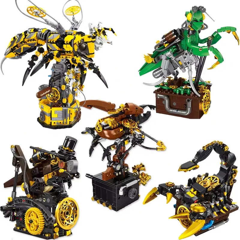 

Mechanical Hornet Building Kit MOC Insect Model with Movable Joints Punk-Style Beetle Mantis DIY Bricks Toy for Kid Holiday Gift