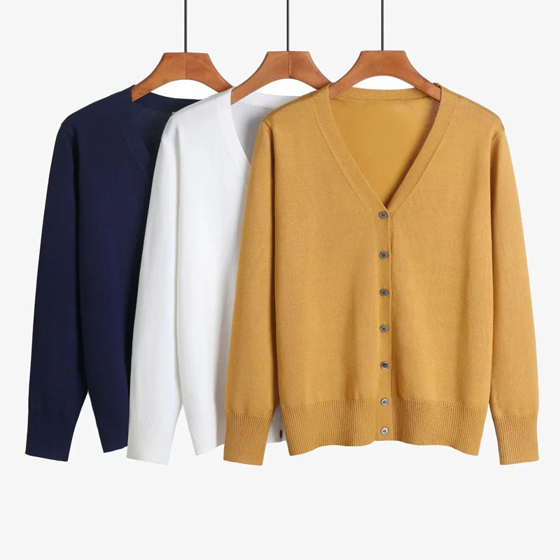 

Spring Autumn V-neck elasticity coats Knitted Cashmere Cardigans Women Cardigans Sweater Solid Single Breasted Womens Sweaters
