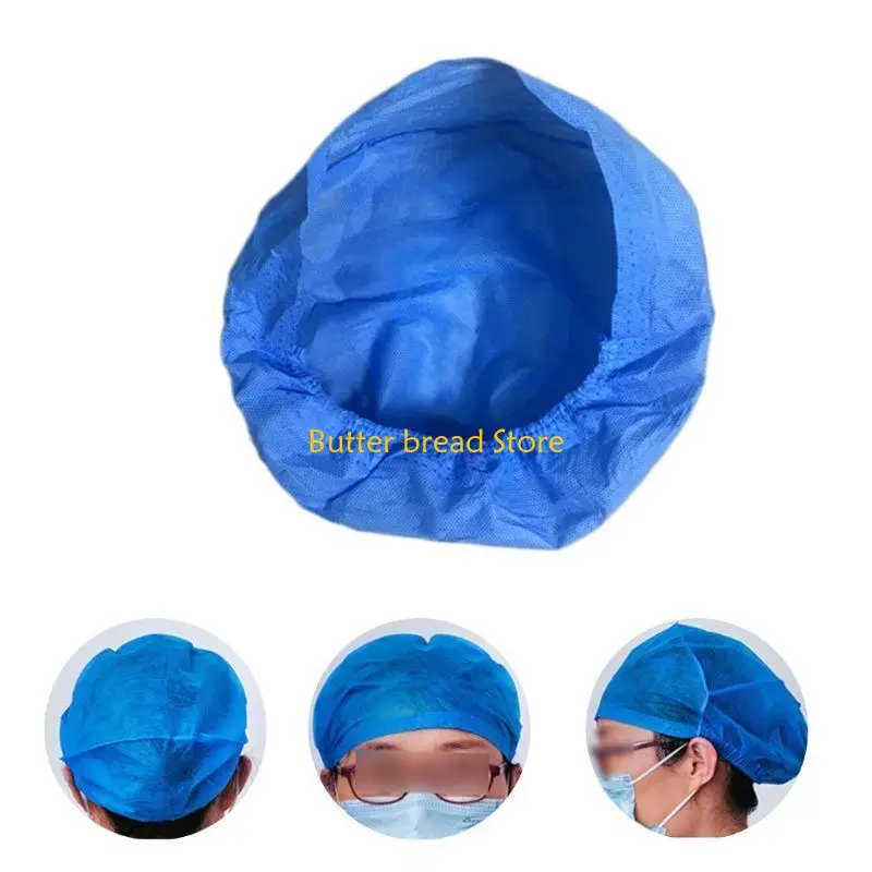 W89C 10pcs Disposable Elastic Non-Woven Bouffant Chef Catering Dust Hat