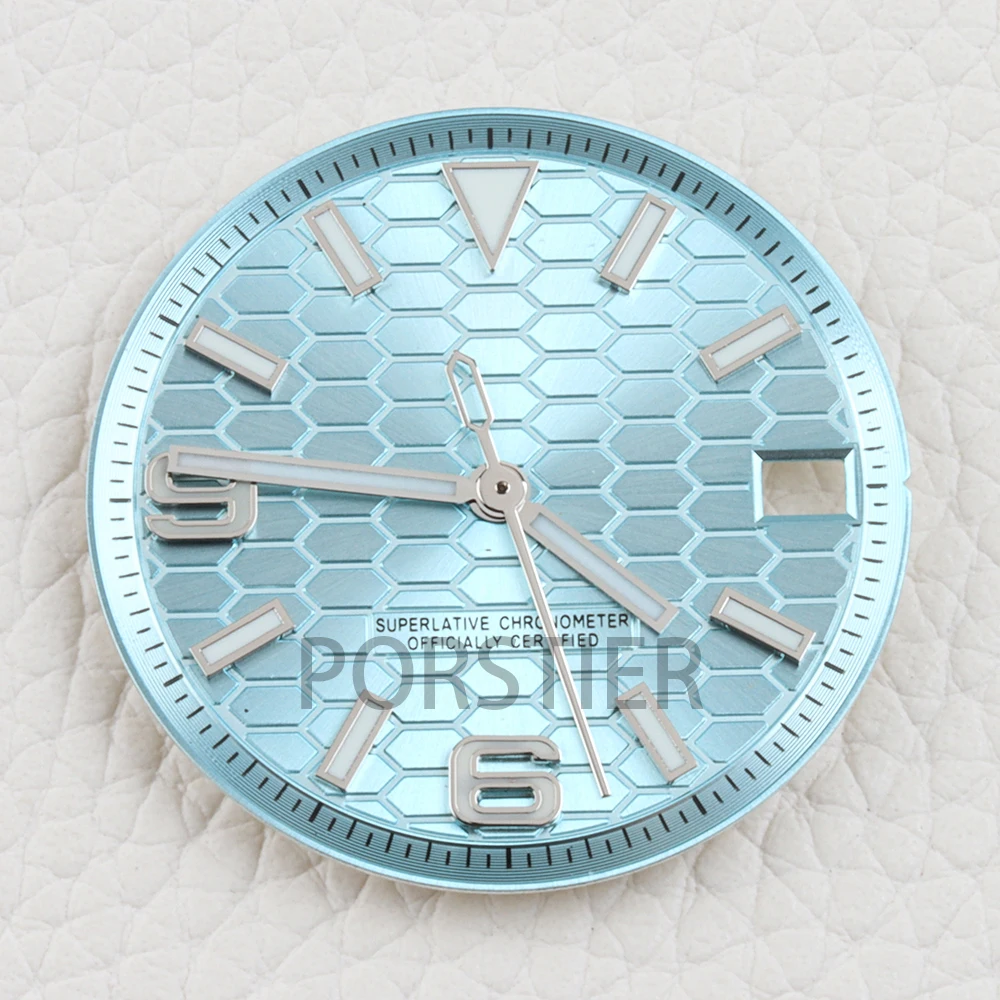 28.5mm Watch Dial Face NH35 Dial Hands Blue Luminous Dial for NH35/NH36 Movement fit Land-Dweller Watch Replacement Accessories - view 6