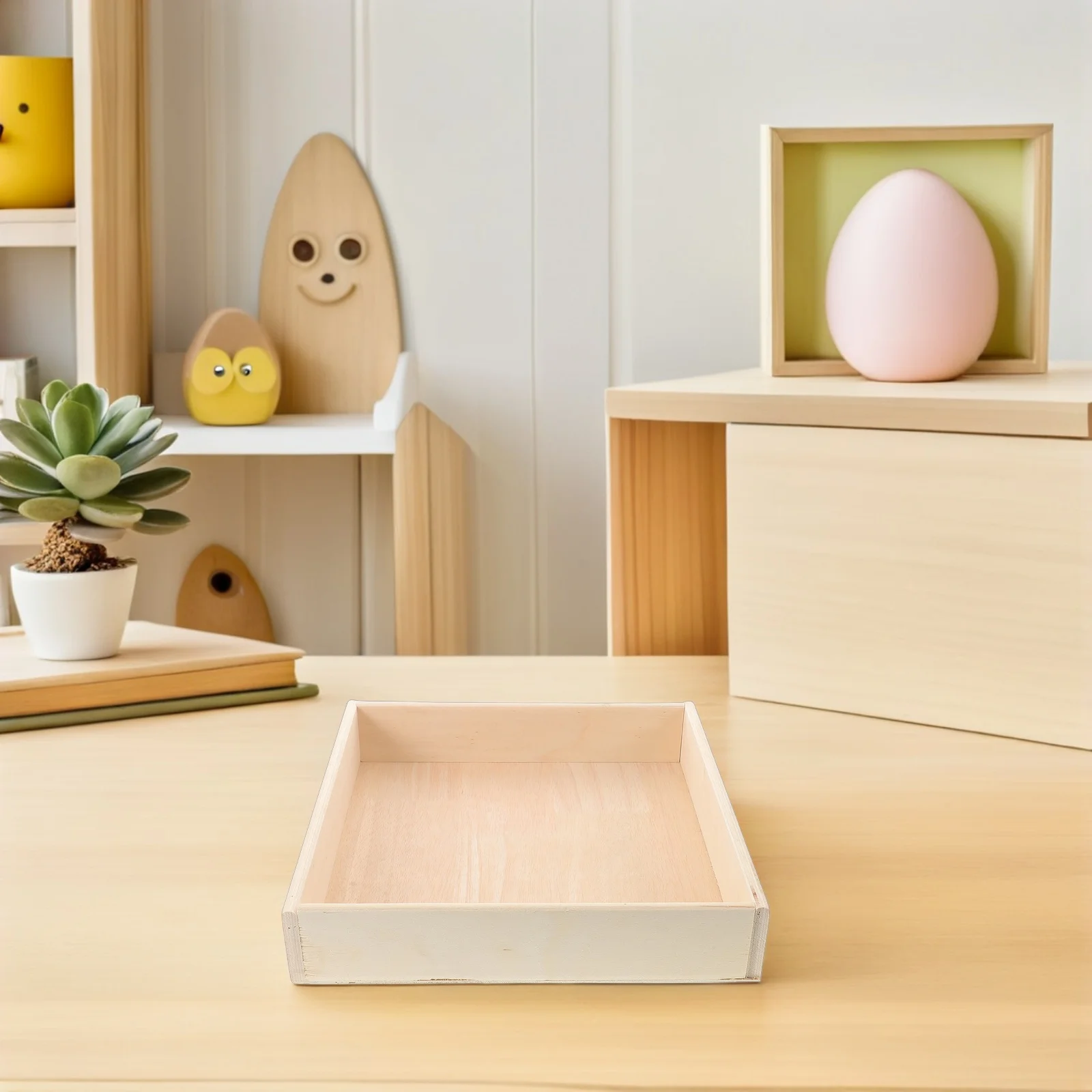 โต๊ะทรายสำหรับเด็ก โต๊ะทรายไม้สำหรับใช้ในร่ม ดีไซน์มั่นคง ไม่หก เหมาะสำหรับห้องเล่นและห้องเรียน