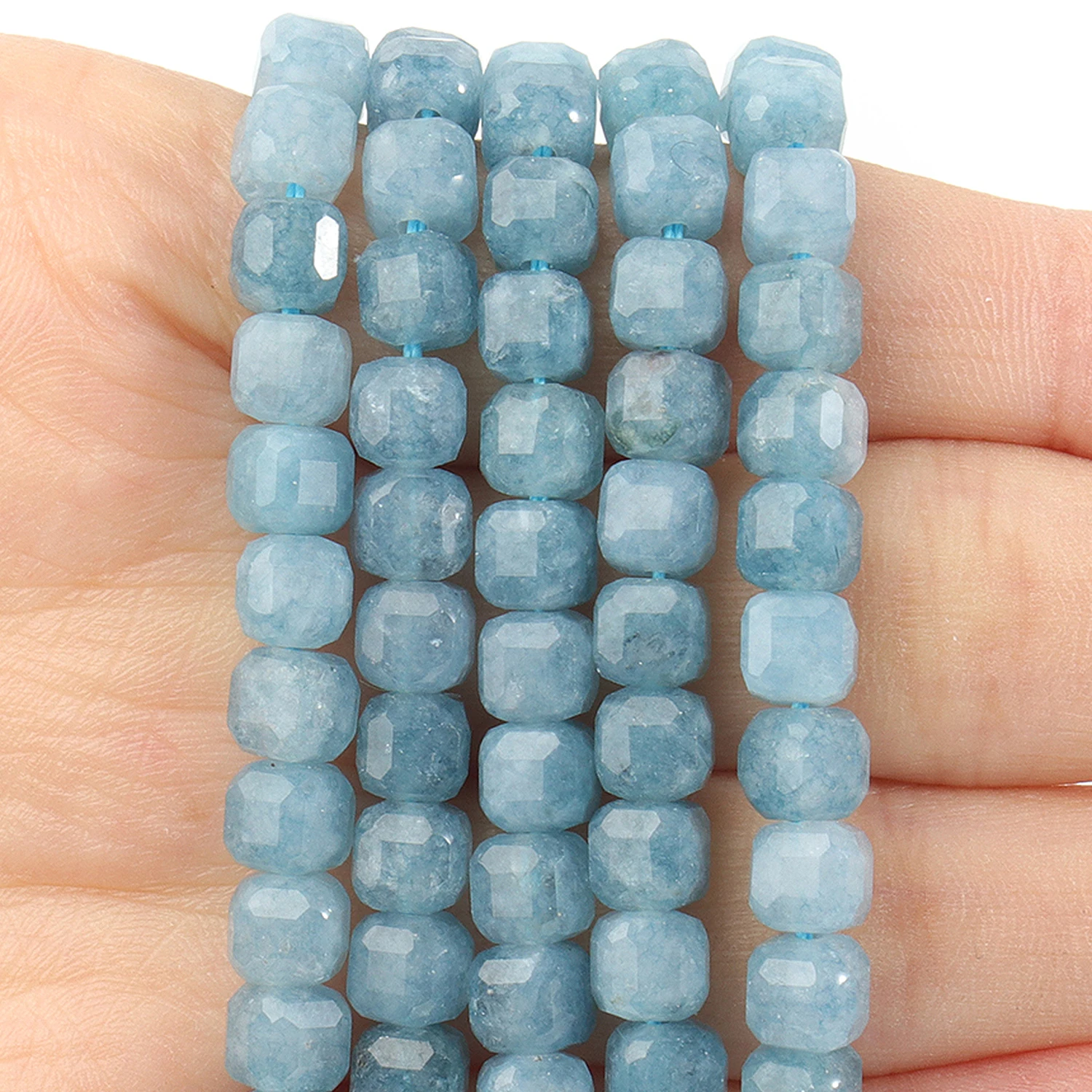 Natural Aquamarine Beads Faceted 5mm Square Cube Shape Beads for Jewelry Making Diy Bracelet Necklace Beading Accessories