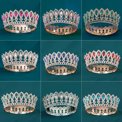Vintage Bridal Tiara Baroque Marquise Rhinestone Round Crown Wedding Dress Accessories Crown Hair Jewelry Accessories