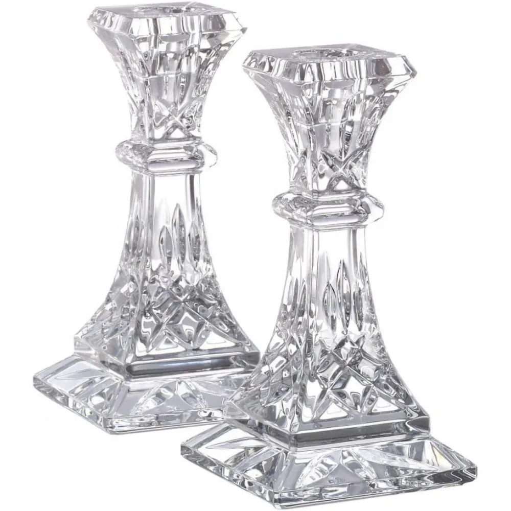 Crystal Lismore 6-Inch Candlestick Holders Candle Holder Set of 2 Centerpieces for Weddings Table Design Home Decoration Candles