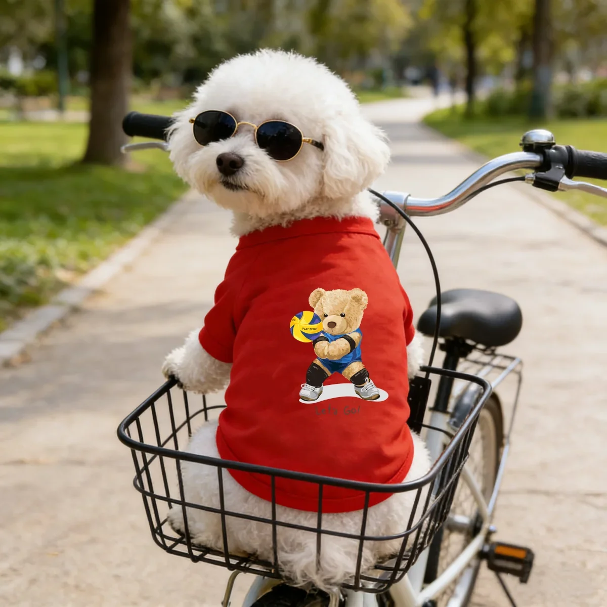 1pc  Pet printed short sleeved T-shirt, play volleyball printed soft and breathable pet T-shirt