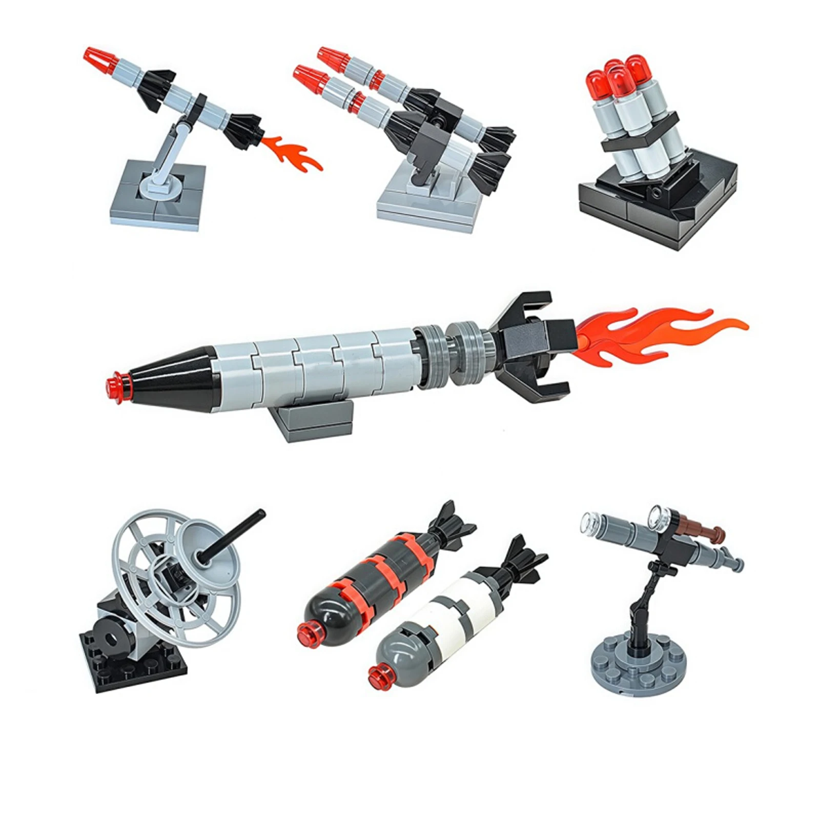 

Torpedo Rockets Missiles Satellite Radars Launcher MOC Building Blocks Small Particles Bricks Military Scene Modeling Tech Parts