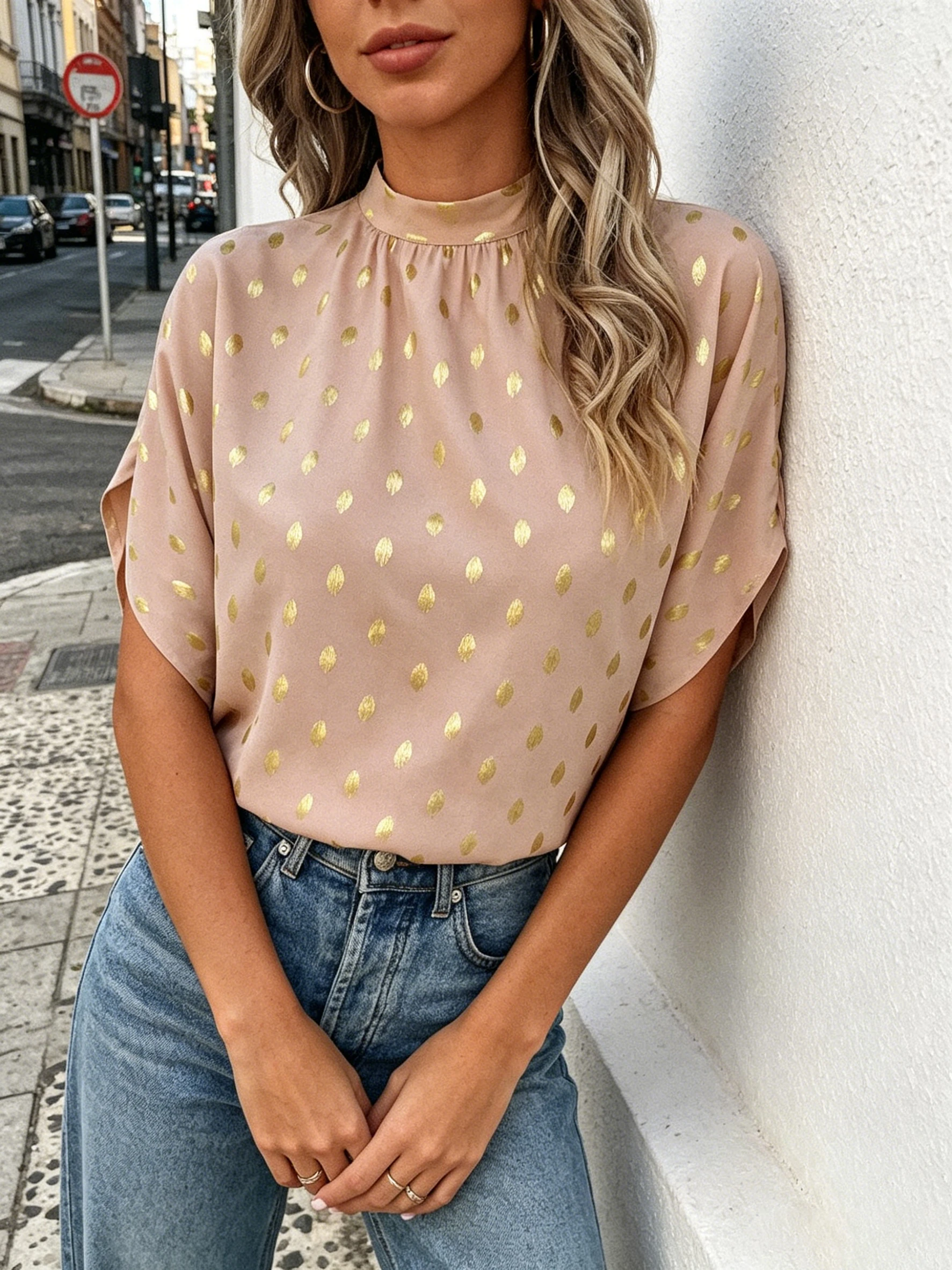 

Summer New Casual Loose Tie Back Blouse, Elegant Fashion Daily Wear Women's Shirt