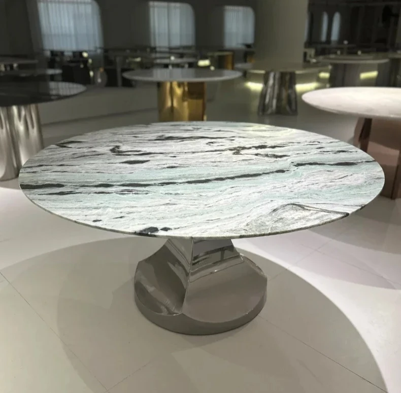 

Круглый обеденный стол с поворотным механизмом, роскошный обеденный стол и стулья для виллы