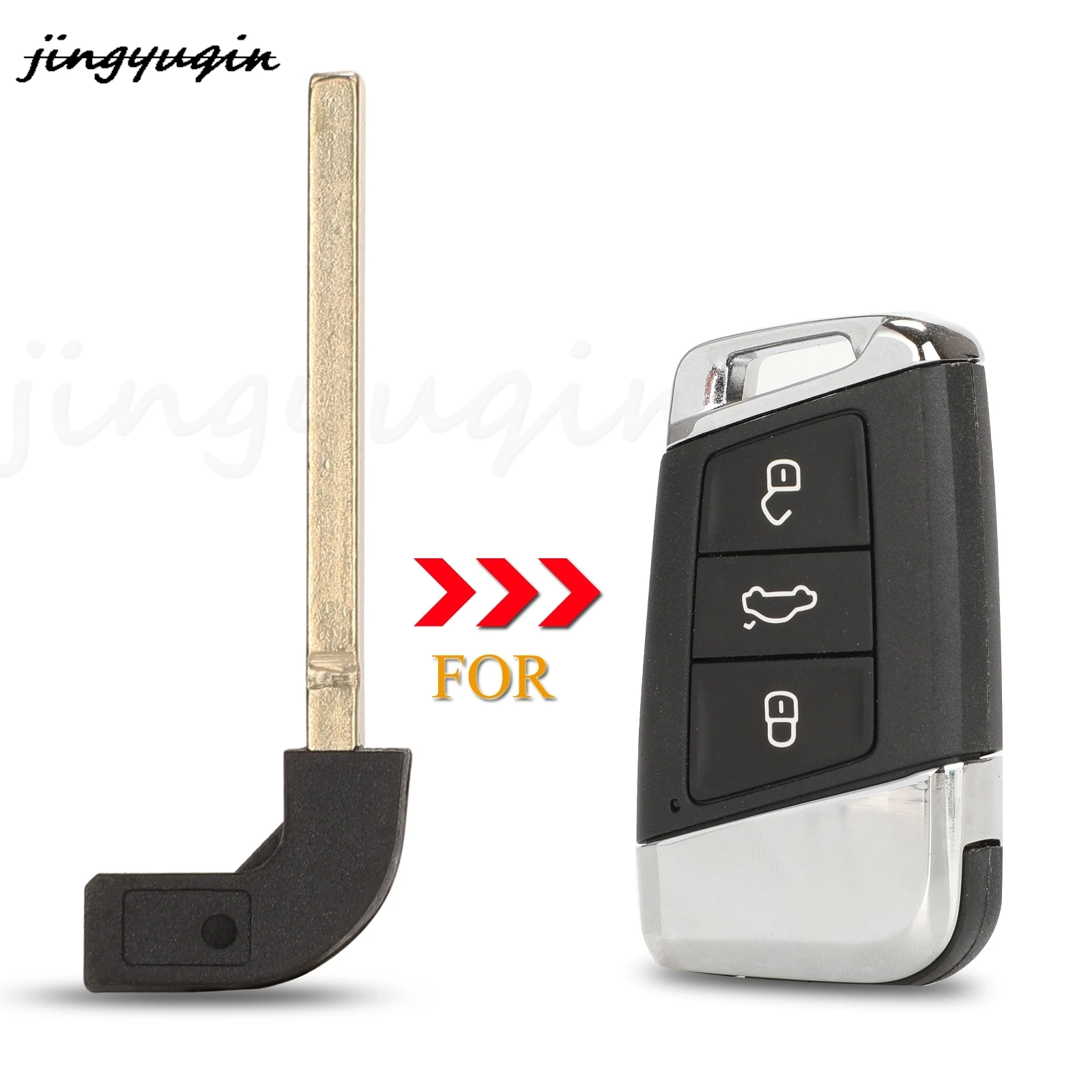 

jingyuqin Smart Emergency Insert Car Key Blade For Volkswagen VW Atlas Teramont Passat B8 New Magotan B5 Skoda A7 Variant HU162