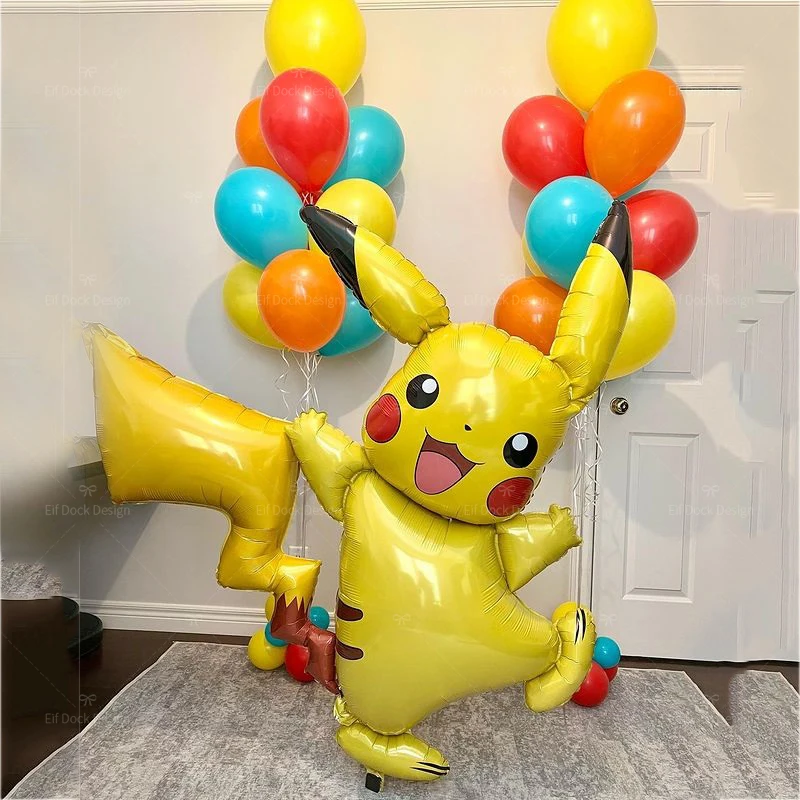 33 adet Karikatür Pokemon Pikachu Tema Folyo Balonlar Set Renkli Lateks Balon Çocuk Doğum Günü Bebek Duş Parti Decora Malzemeleri