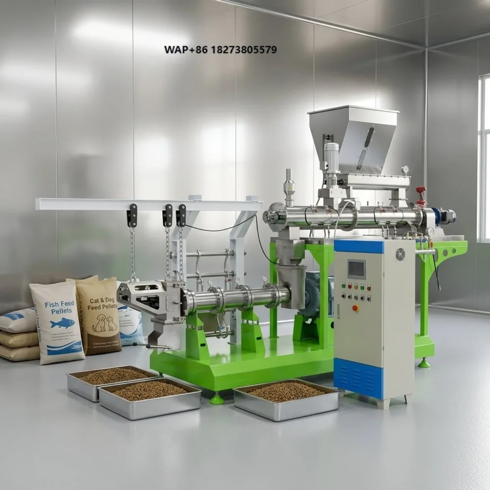 1ton Per Hour Customized Floating Sinking Fish Feed Making Plant Production Line Pet Dog Cat Food Extruder Machine Aquatic Food