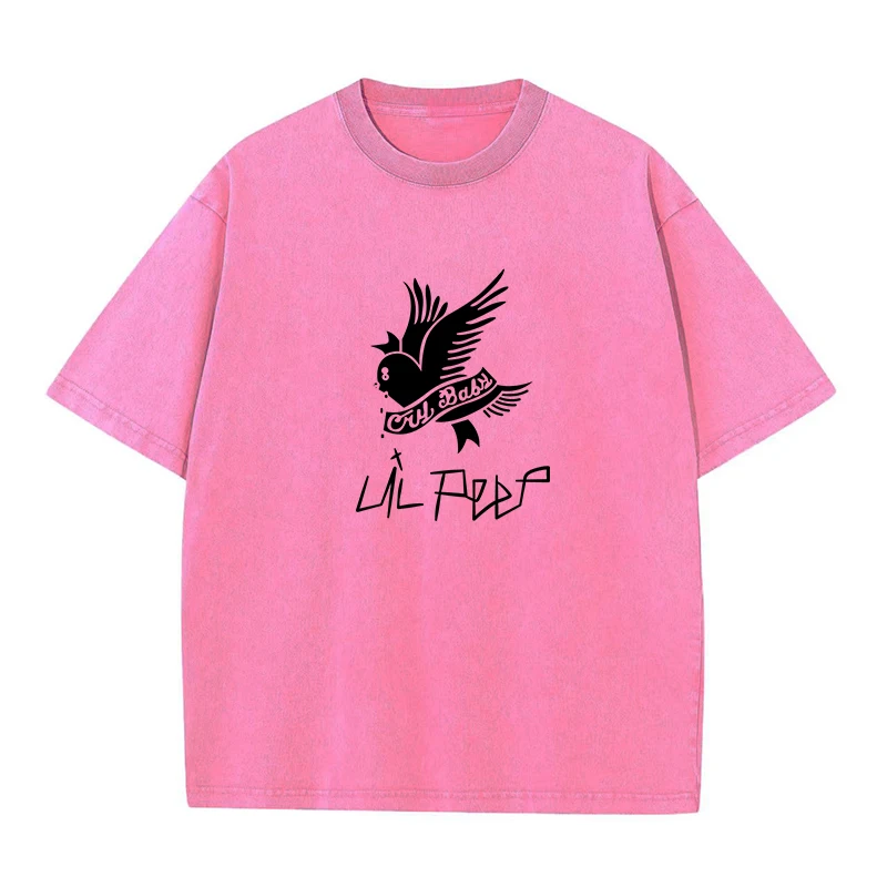 230G Cotton T-shirt Vintage Short Sleeve Lil Peep Cry Baby Y2K American Retro T Shirt Men Women Summer Hip Hop Harajuku Tees